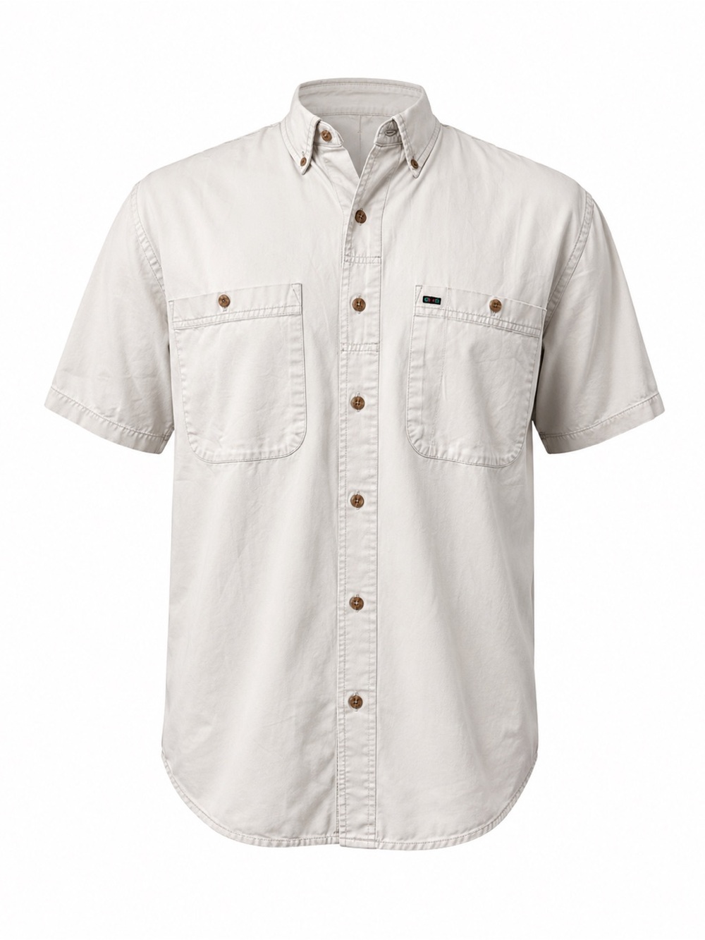 90s Button Front Short Sleeve Camp Shirt – Ivory – L